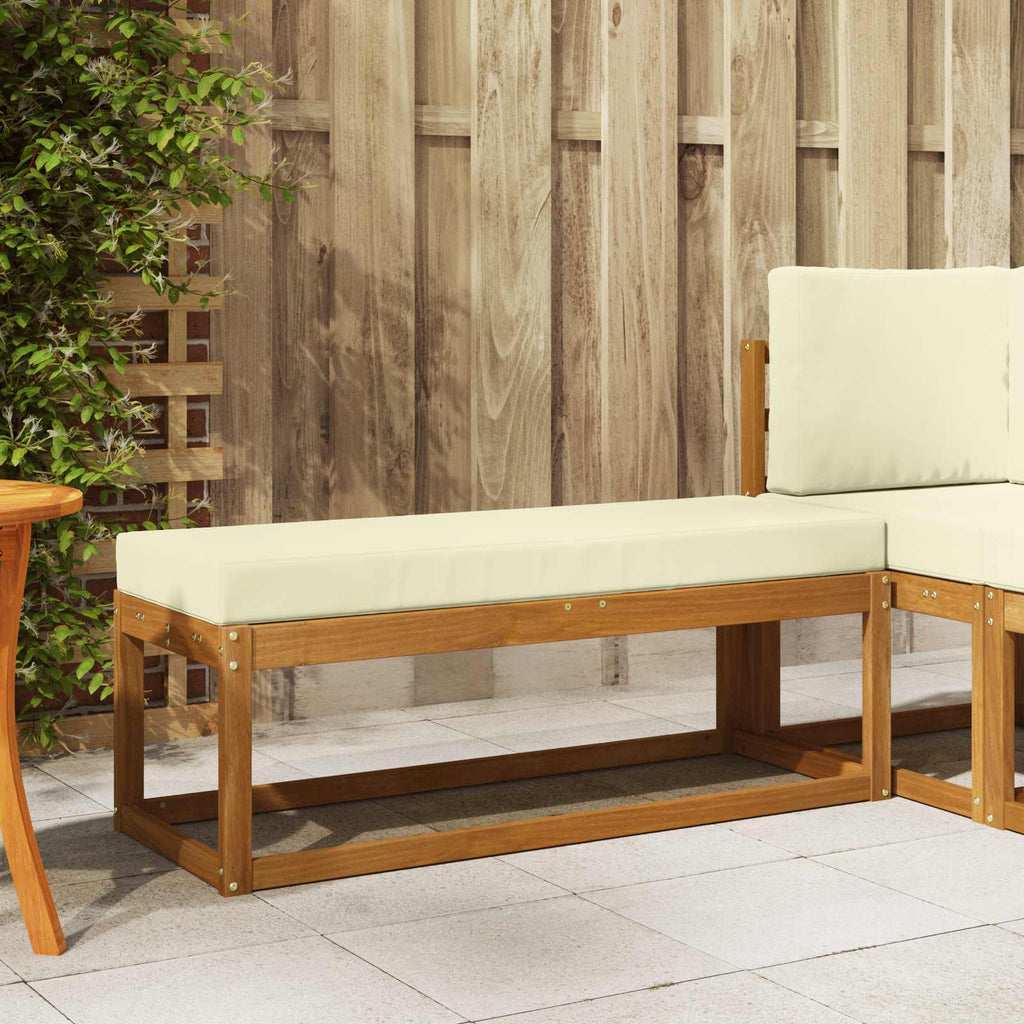 Panca da giardino con cuscino Naturale e Crema 115 x 43 x 45 cm