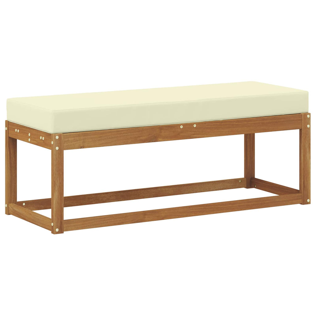 Panca da giardino con cuscino Naturale e Crema 115 x 43 x 45 cm