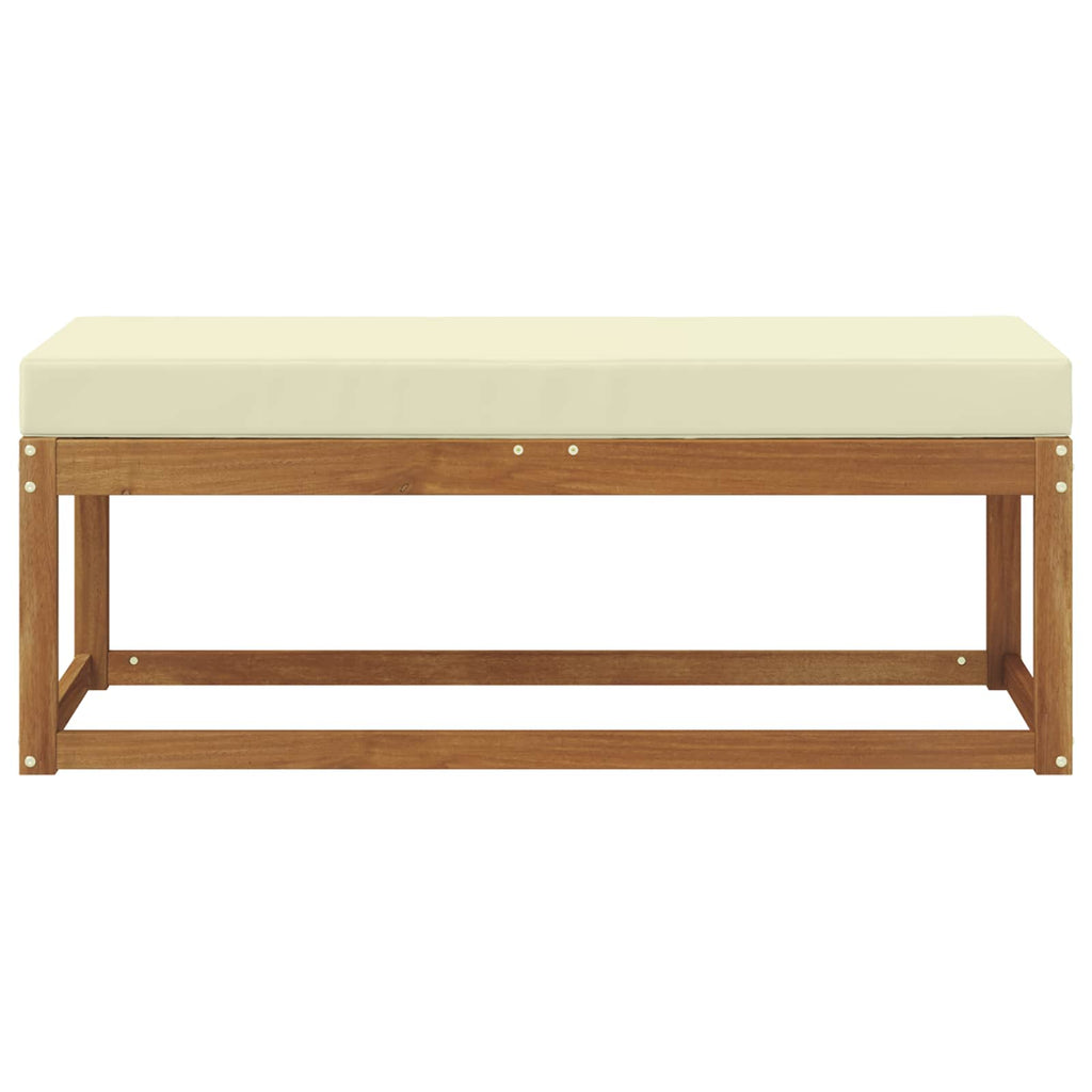 Panca da giardino con cuscino Naturale e Crema 115 x 43 x 45 cm