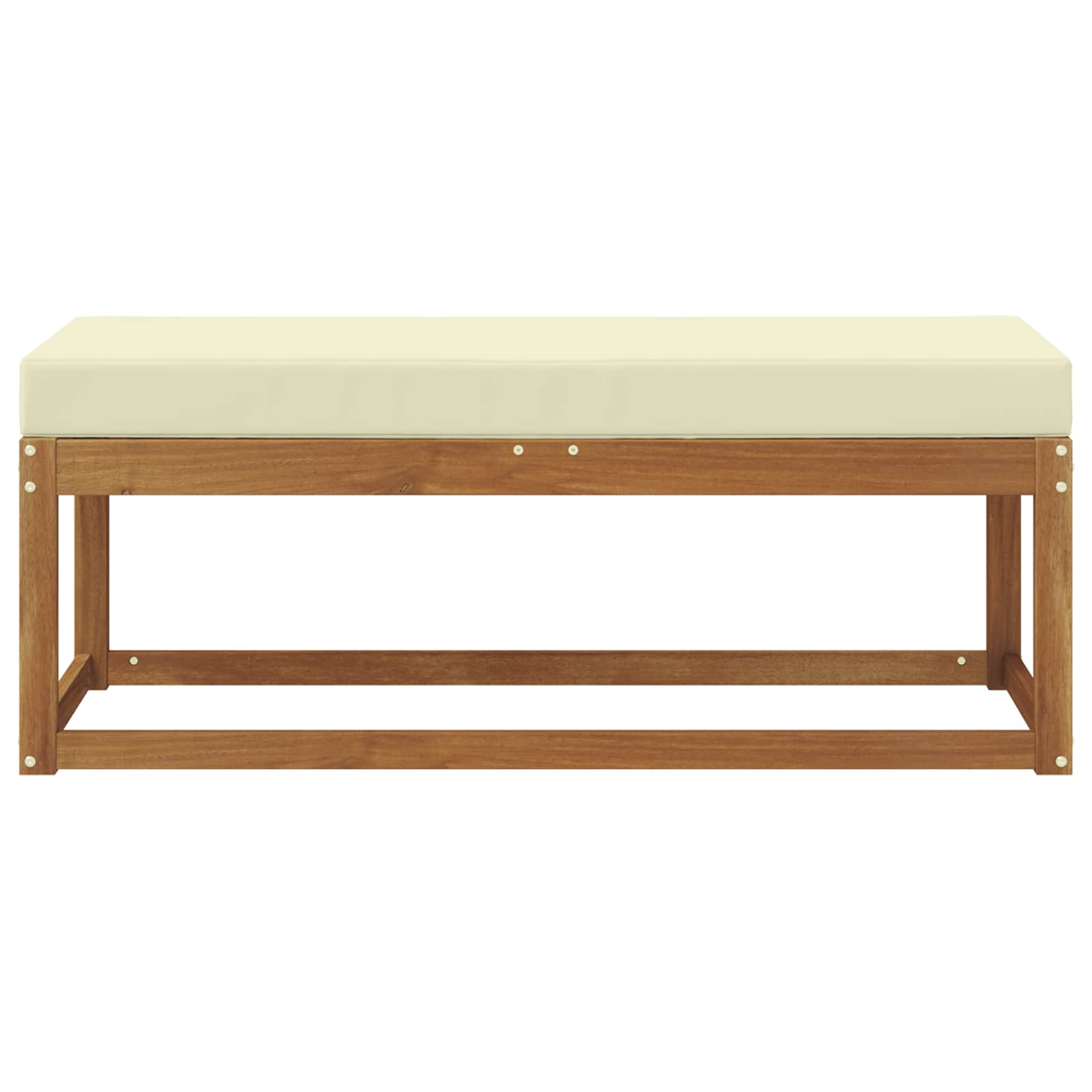 Panca da giardino con cuscino Naturale e Crema 115 x 43 x 45 cm