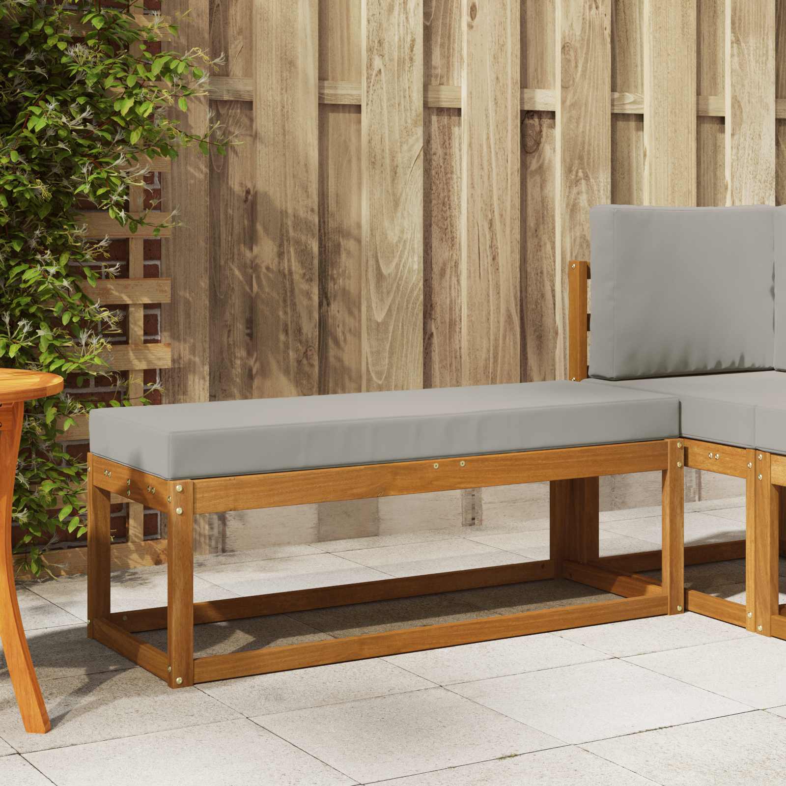Panca Sgabello Grigio Naturale e Chiaro 115 x 43 x 37 cm