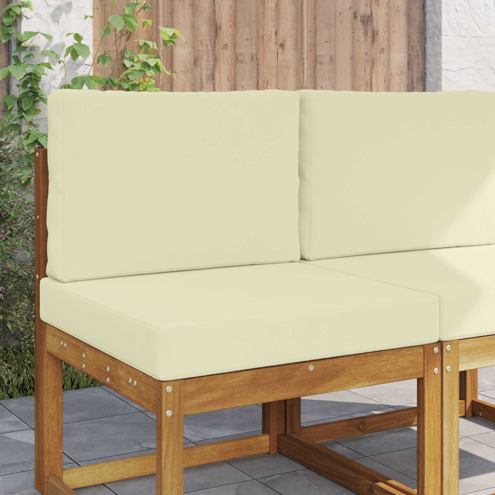 Cuscino per divano da esterno Poliestere Crema 60 x 60 x 8 cm