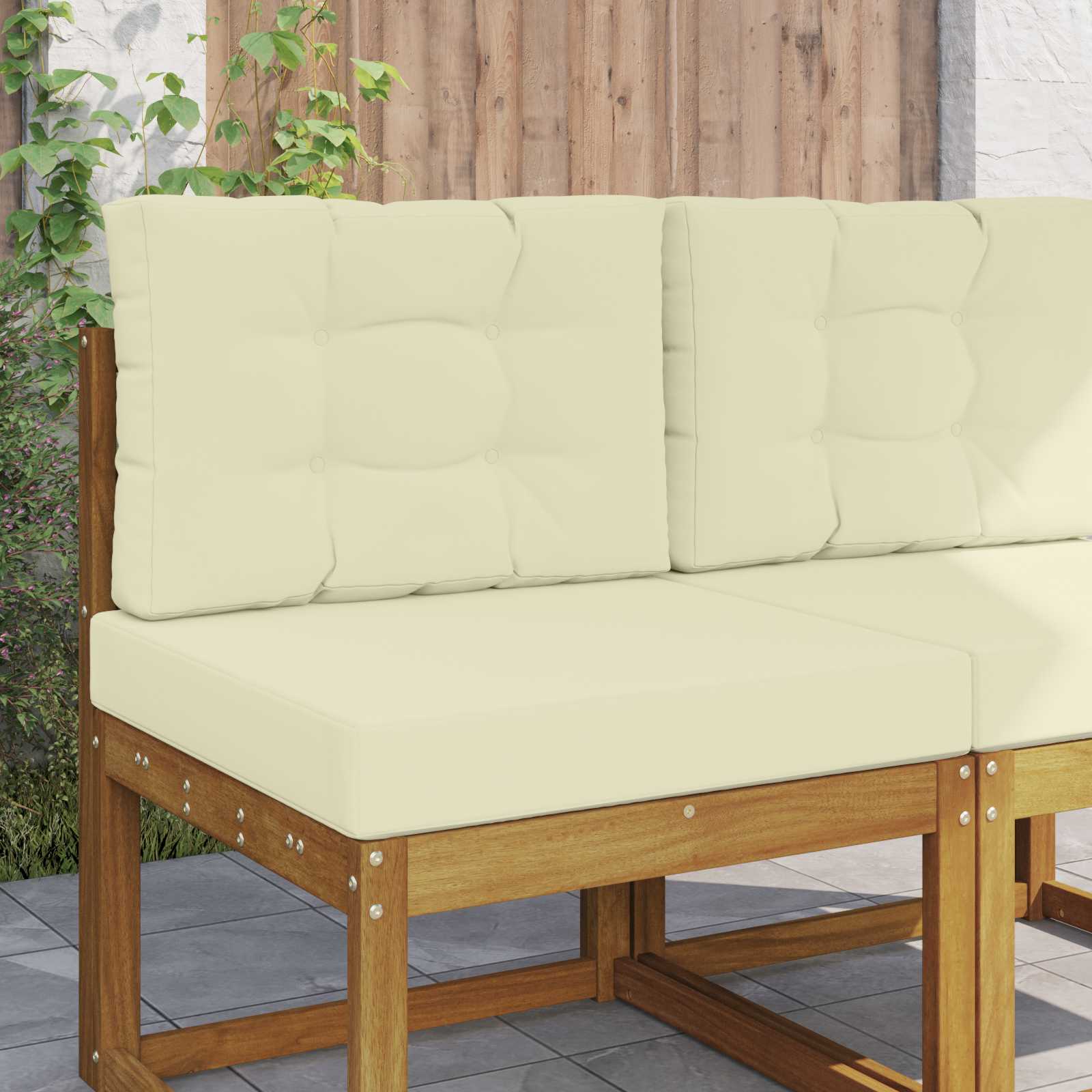 Cuscino per divano da esterno Poliestere Crema 60 x 60 x 8 cm