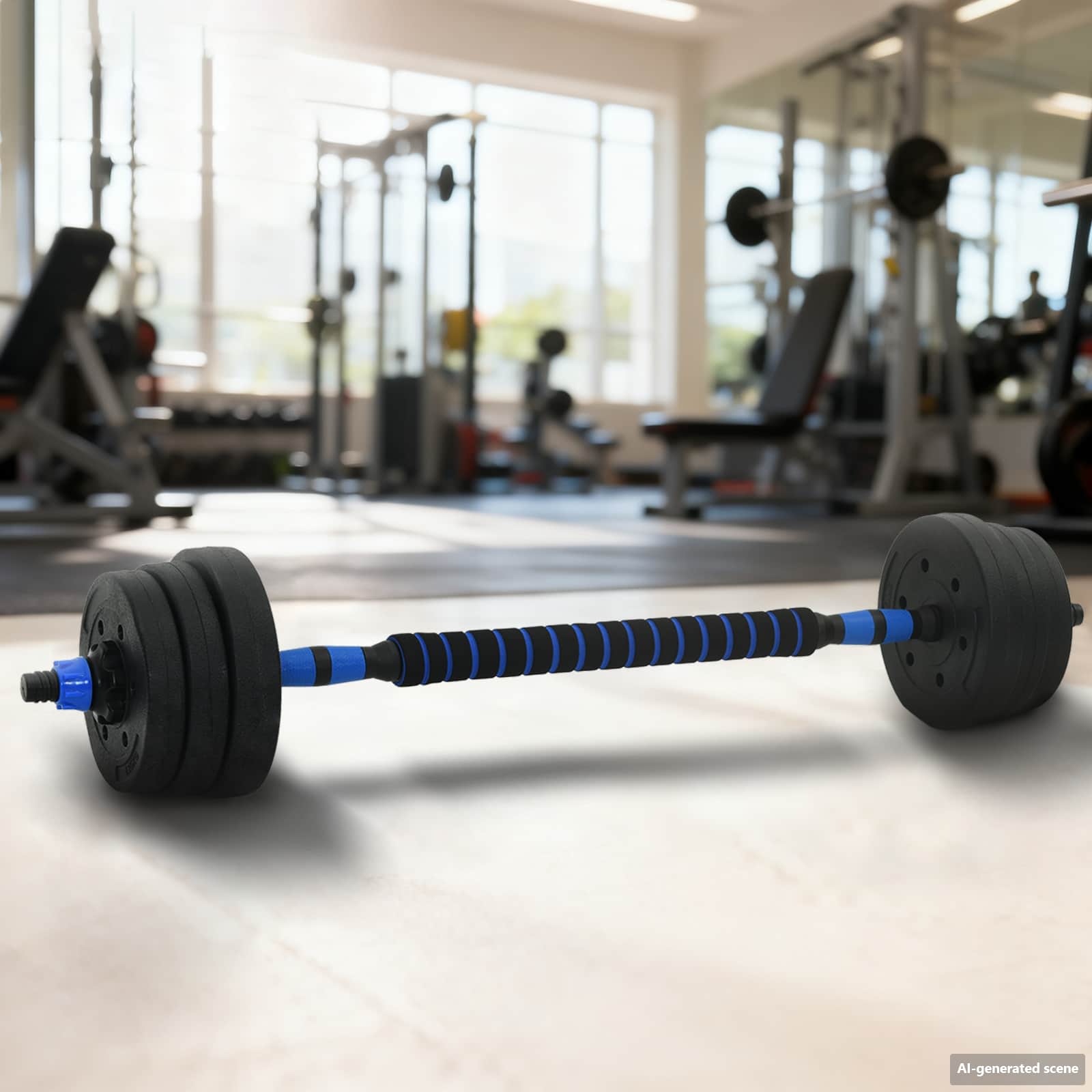 Set Manubri e Bilanciere 2-in-1 20 kg Nero e Blu