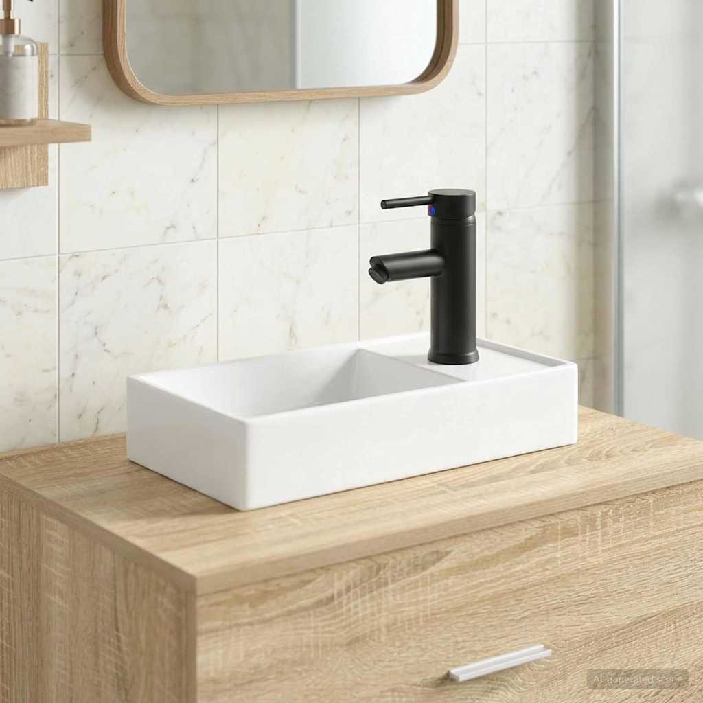 Lavabo da bagno Nero Opaco 40,5 x 22,5 x 11,5 cm Metallo