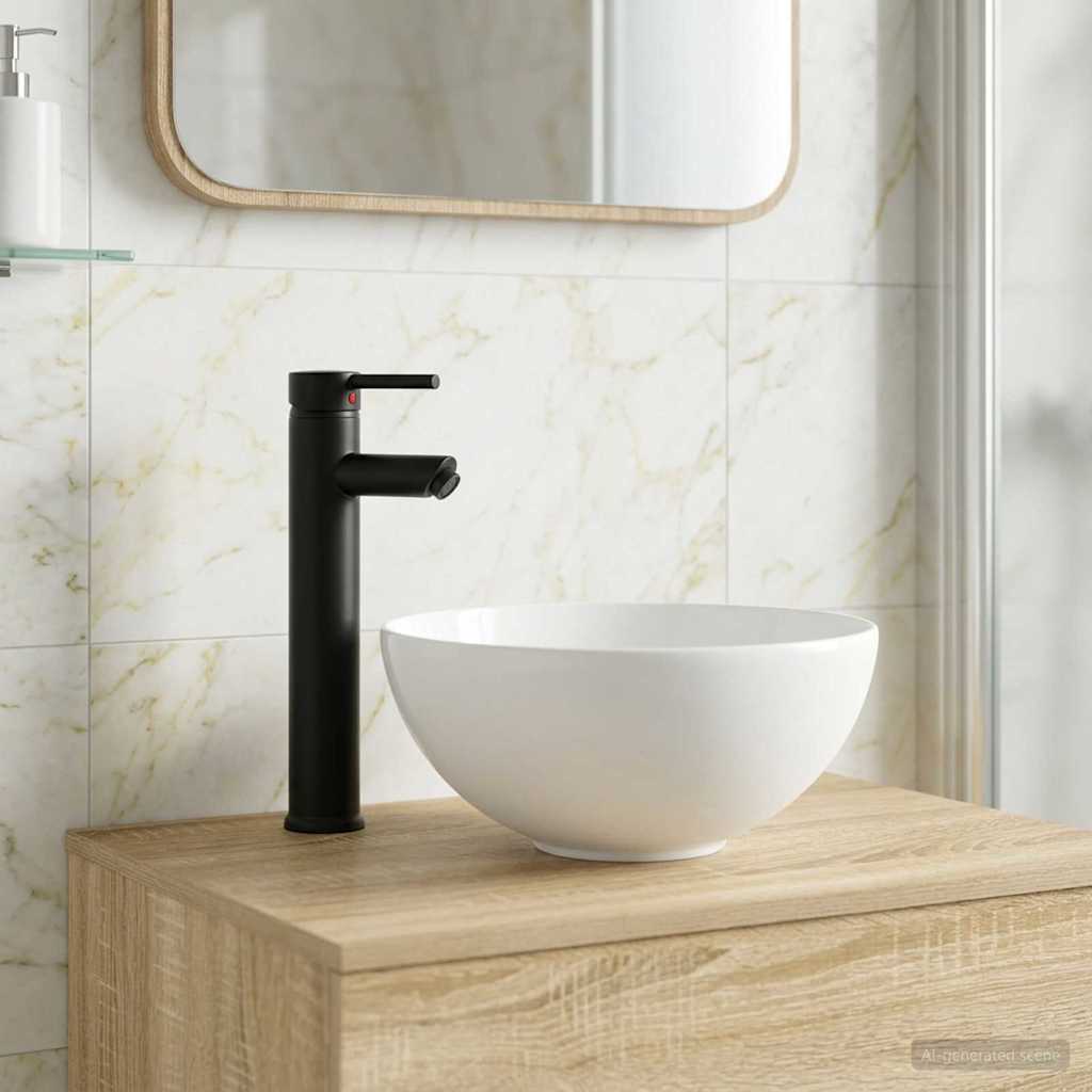 Lavabo da bagno Nero Opaco 32 x 32 x 13 cm Metallo