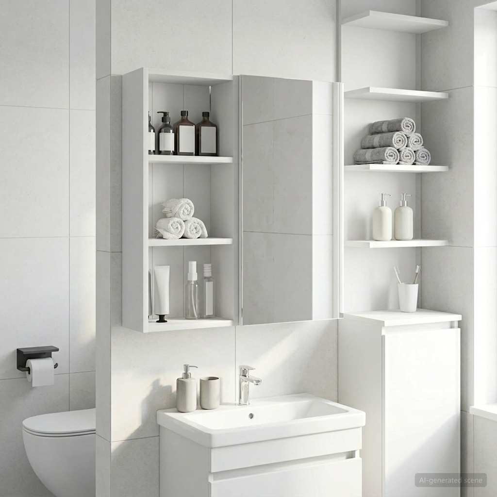 Armadio da bagno a muro con lo scaffale Bianco 30 x 14 x 70 cm