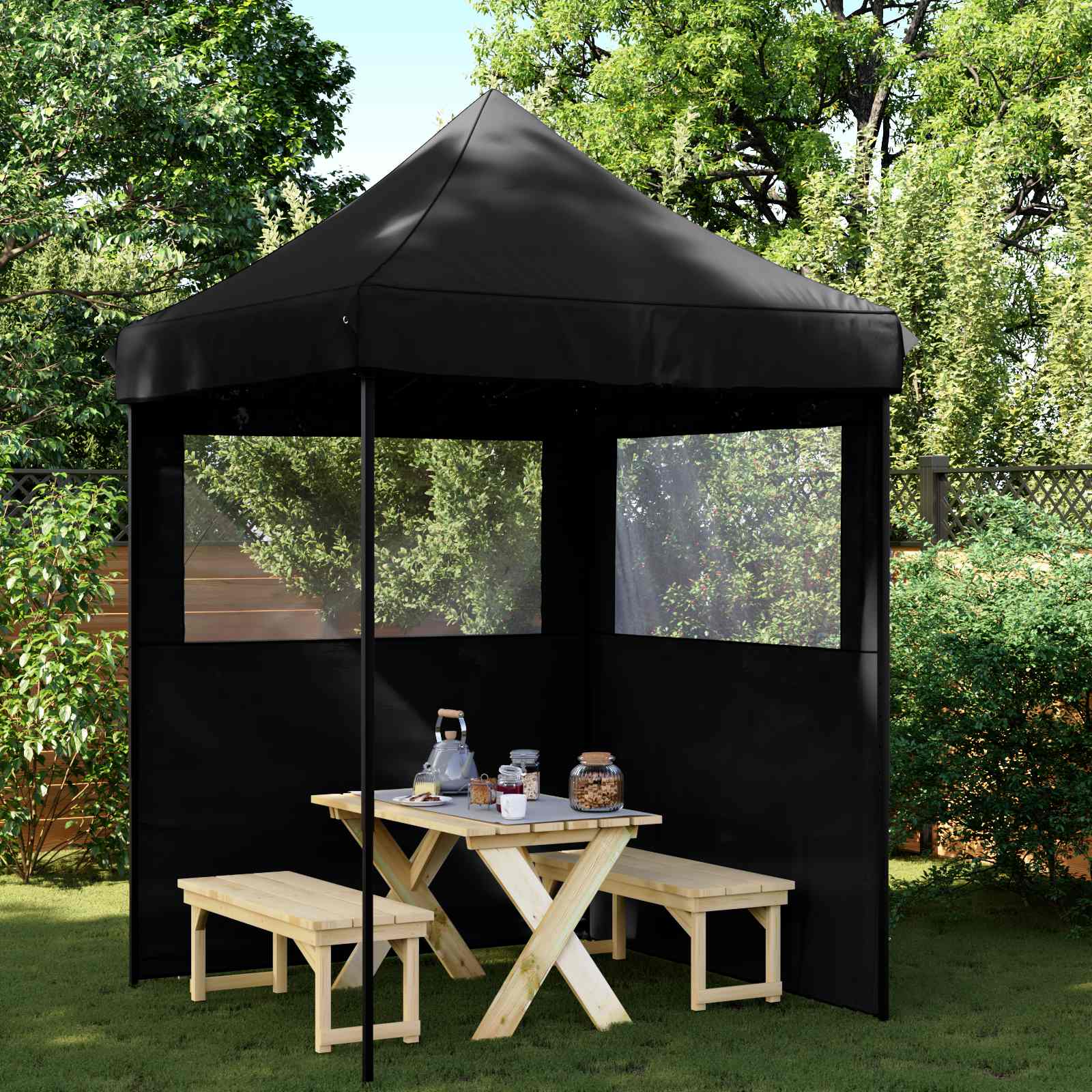 Tenda Party Nero 200 x 200 x 306 cm Tessuto Oxford