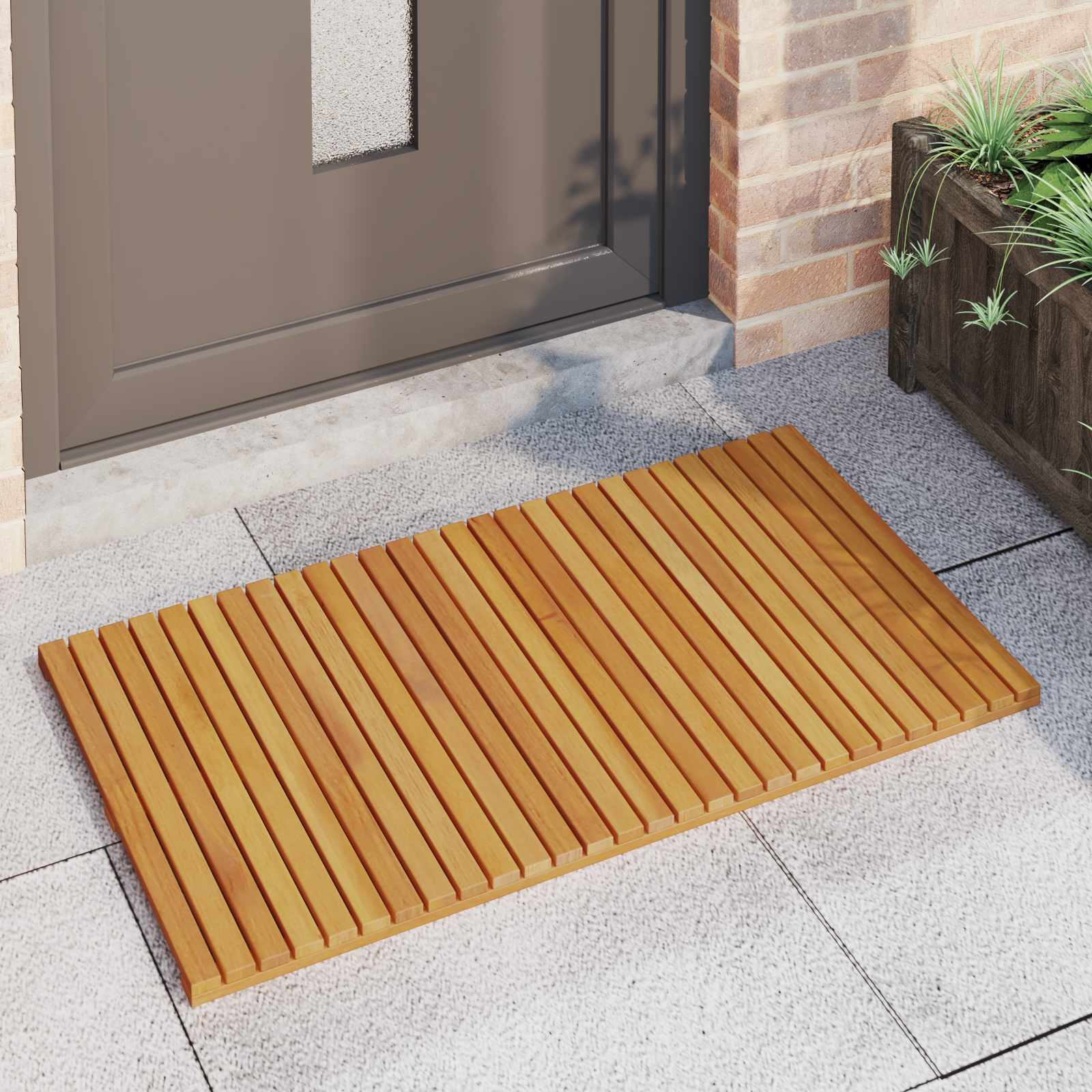 Tappeto da bagno Marrone 100 x 55 cm Legno di Acacia Massello