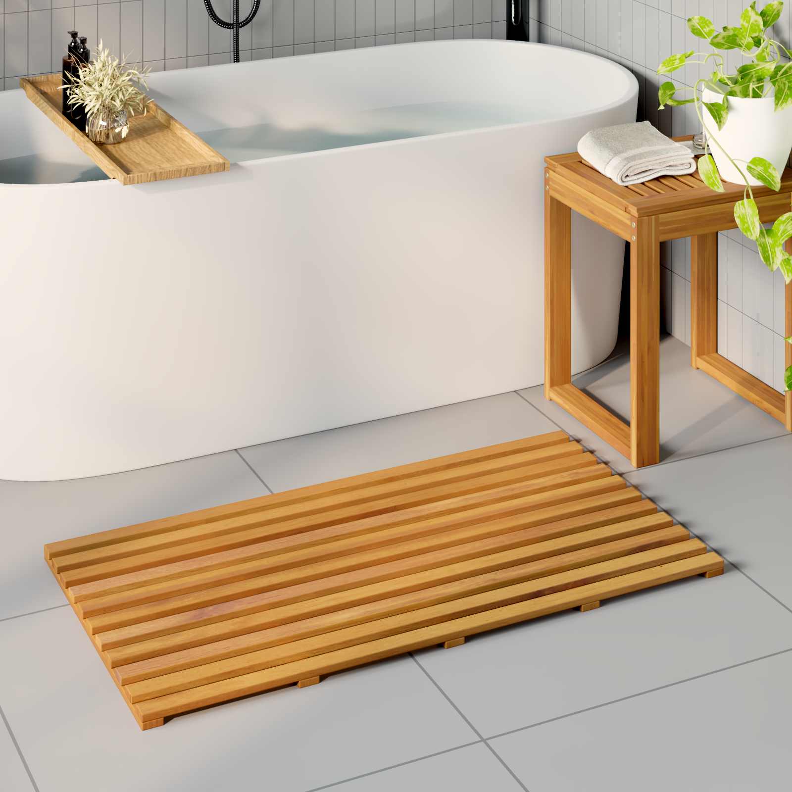Tappeto da bagno Tinta unita Marrone 100 x 53 x 2,5 cm
