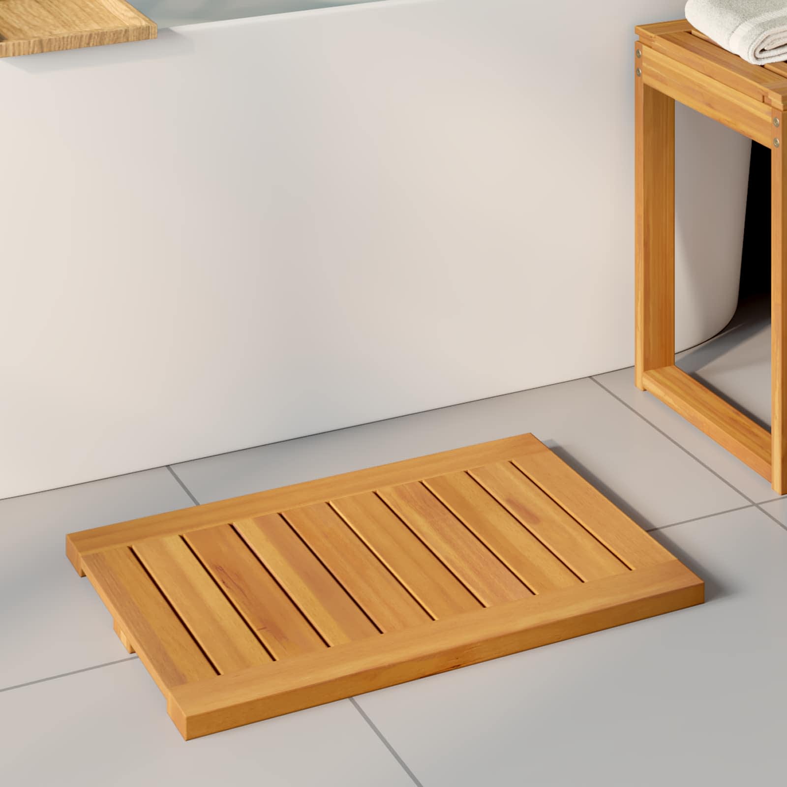 Tappeto da bagno Marrone 60 x 40 cm Legno di Acacia Massello