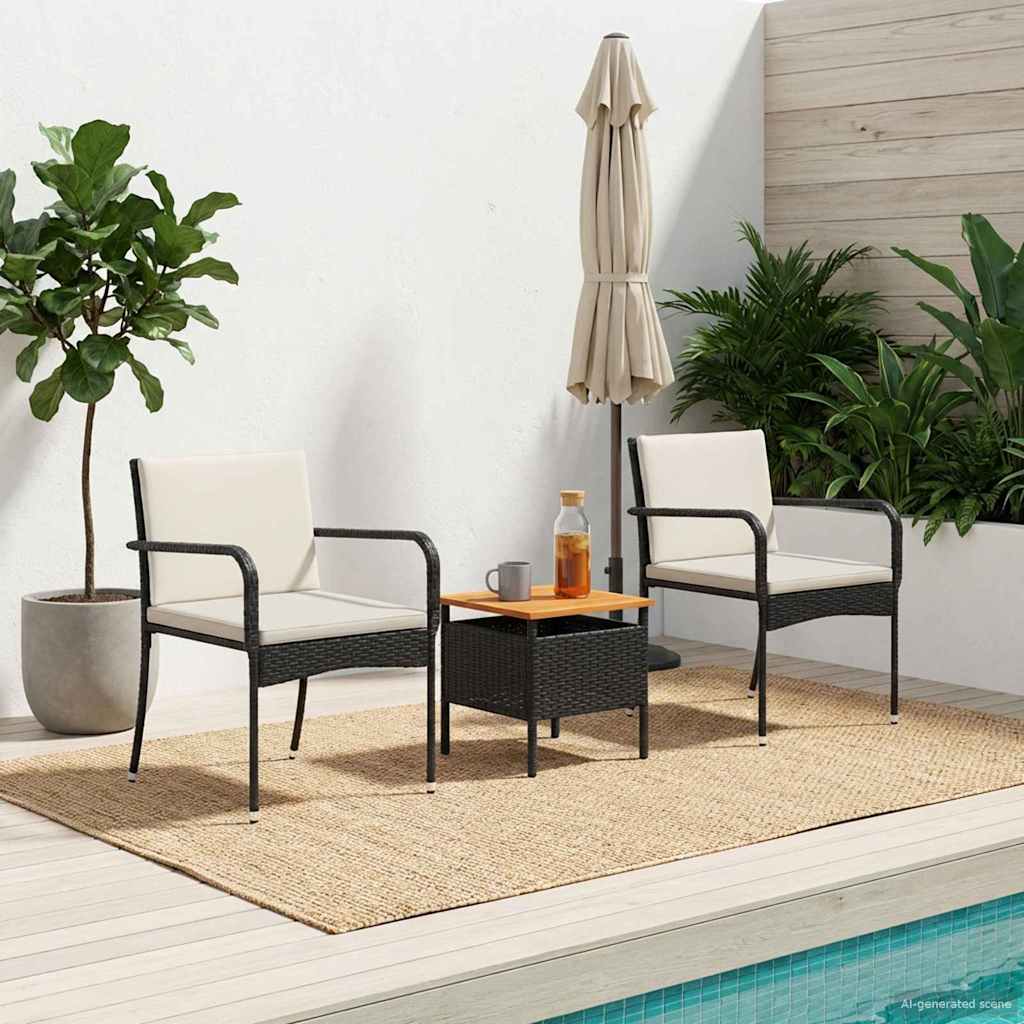Set da giardino Nero polyrattan