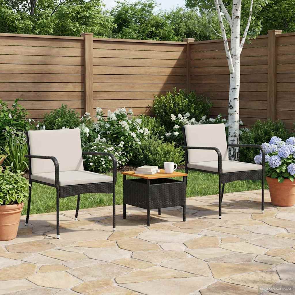 Set da giardino Nero polyrattan