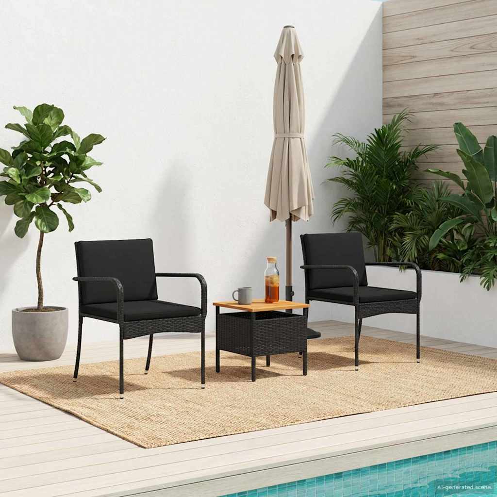 Set da giardino Nero polyrattan