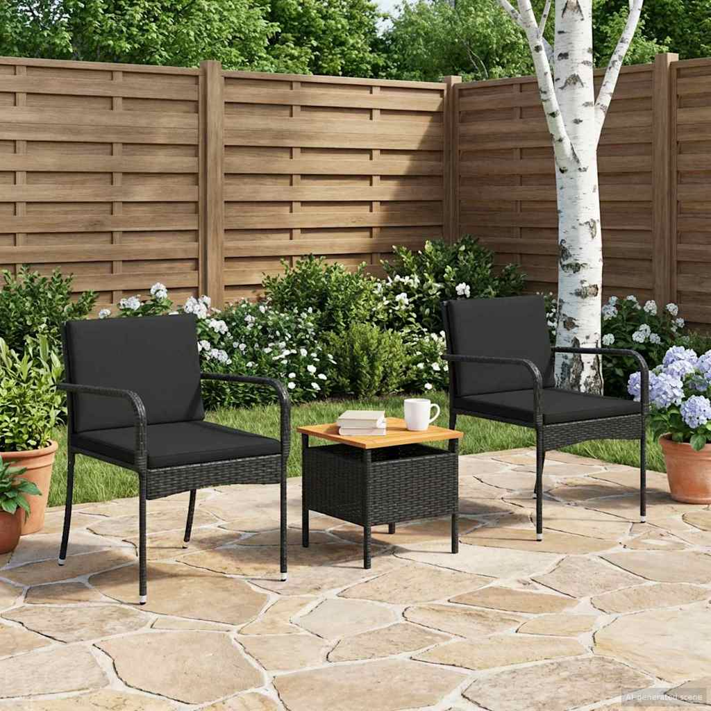 Set da giardino Nero polyrattan