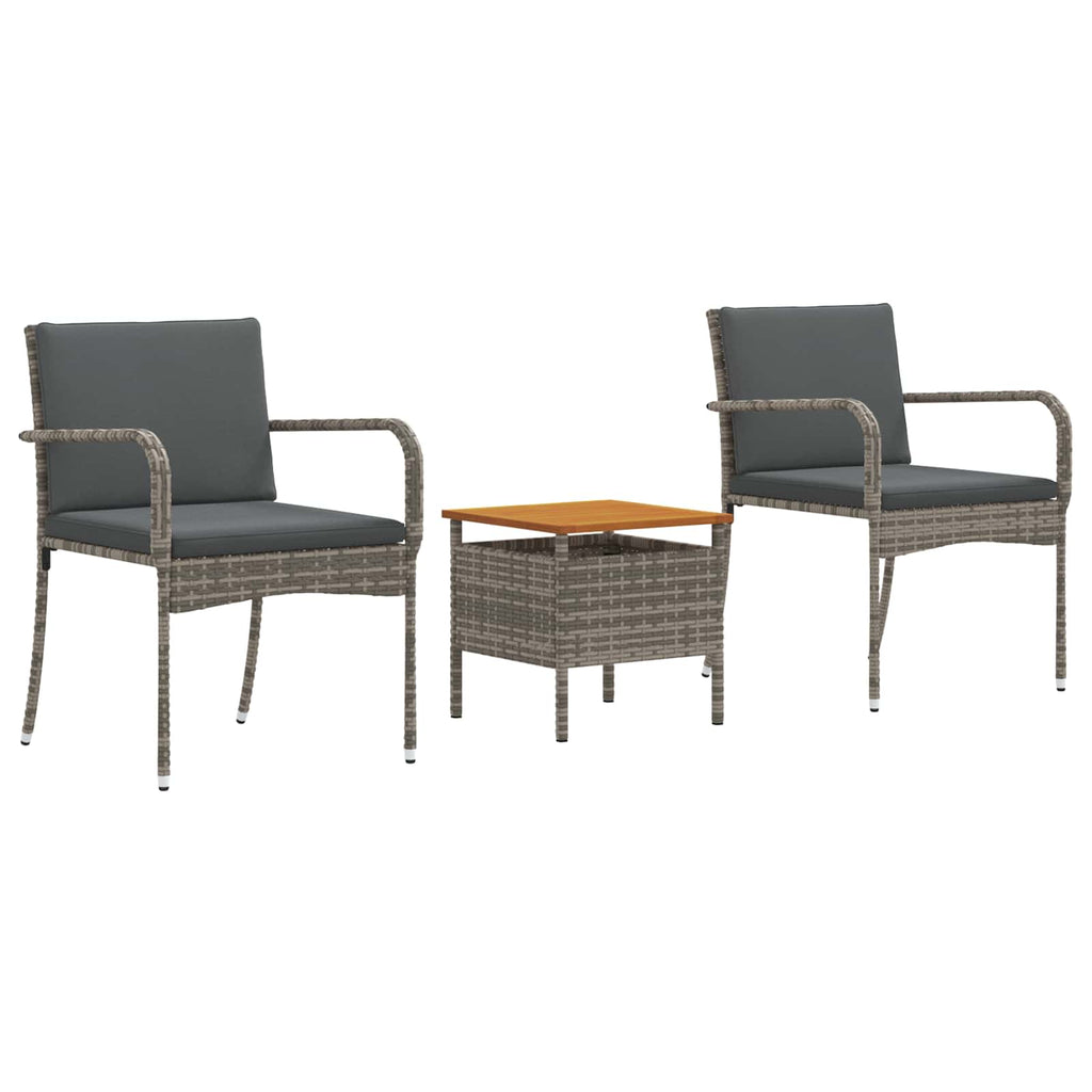 Set Bistro da Giardino 3 pcs Grigio polyrattan