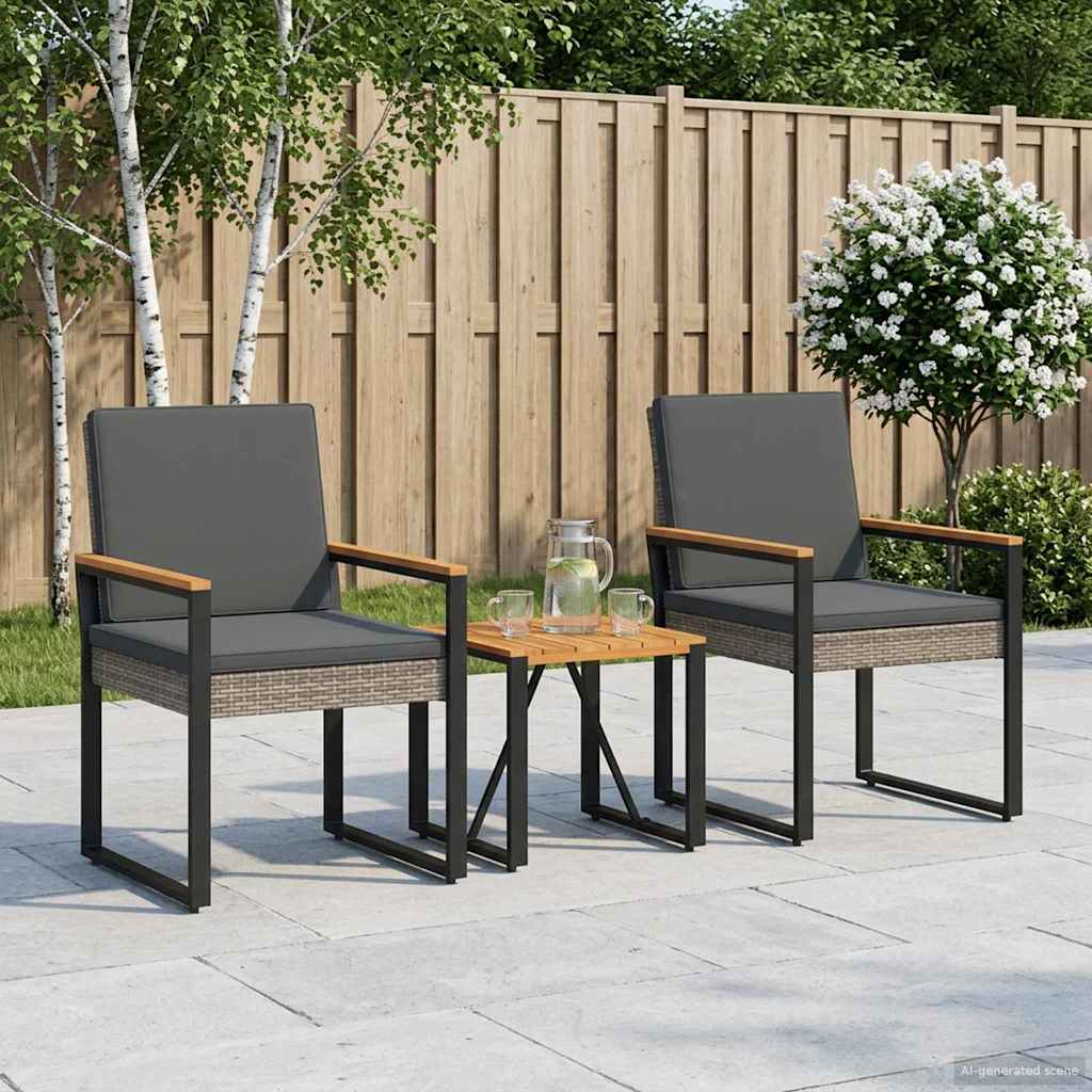 Set Mobili da Esterno 3 pz Grigio e Grigio Scuro polyrattan