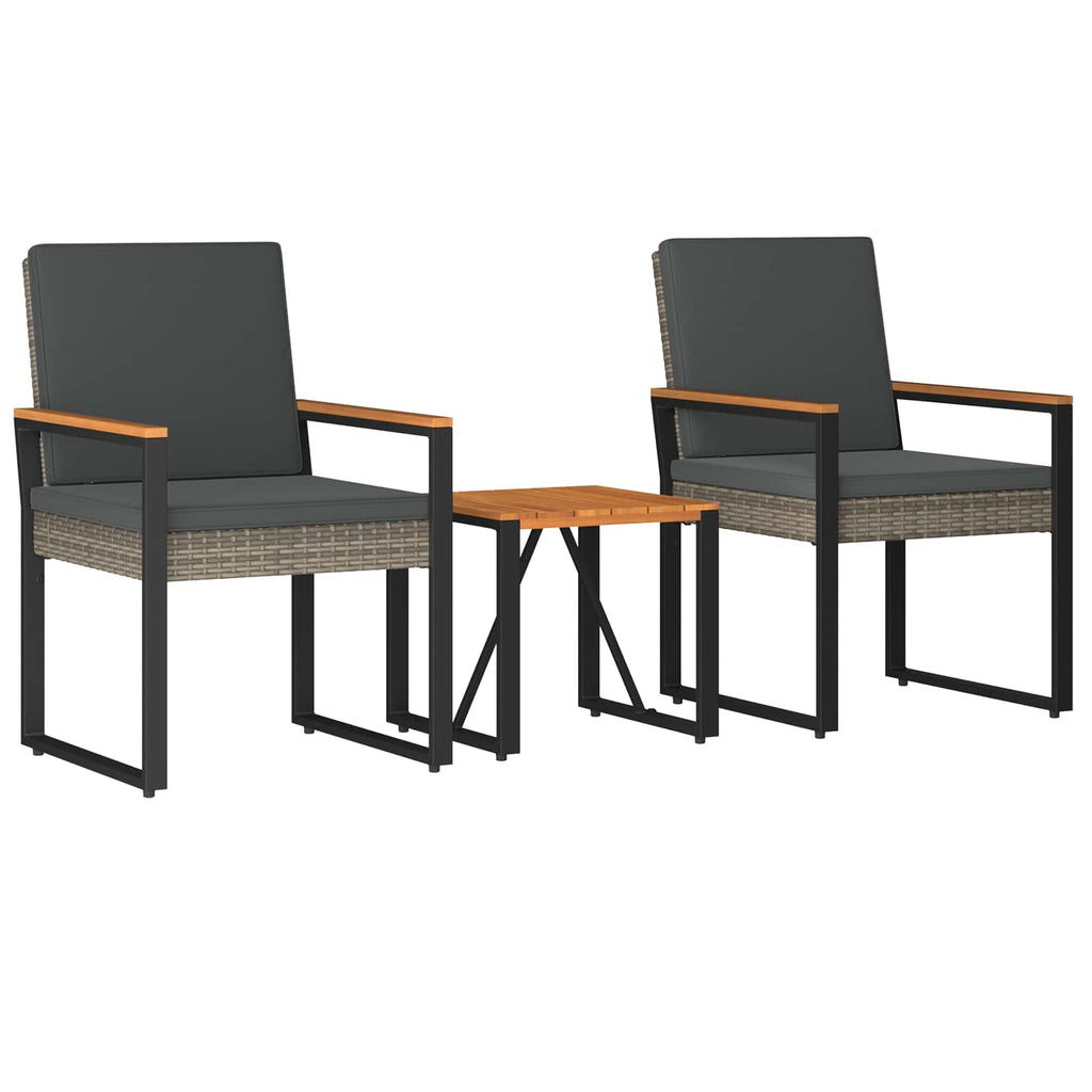 Set Mobili da Esterno 3 pz Grigio e Grigio Scuro polyrattan