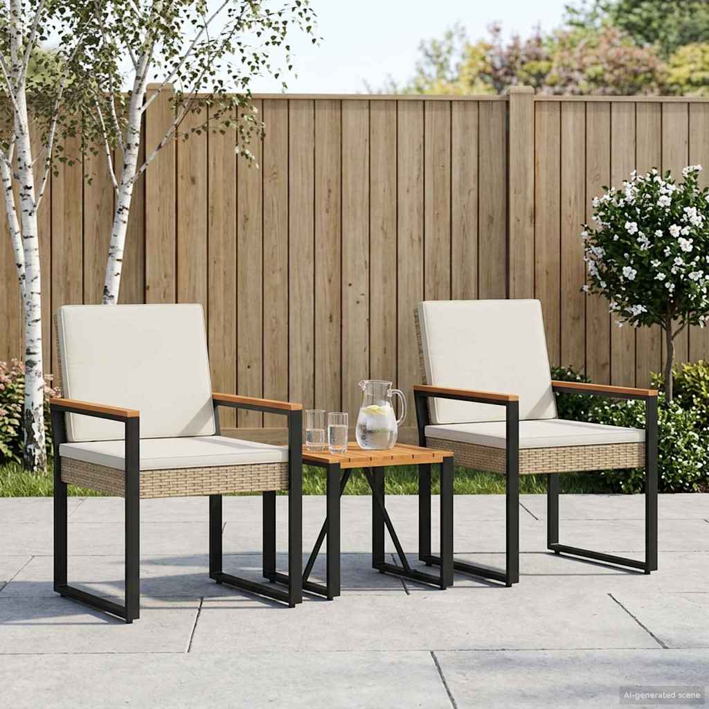 Set Mobili da Esterno 3 pz Beige e Bianco Crema polyrattan