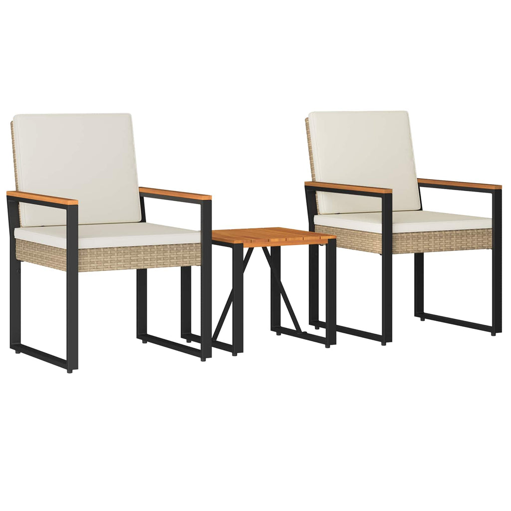 Set Mobili da Esterno 3 pz Beige e Bianco Crema polyrattan