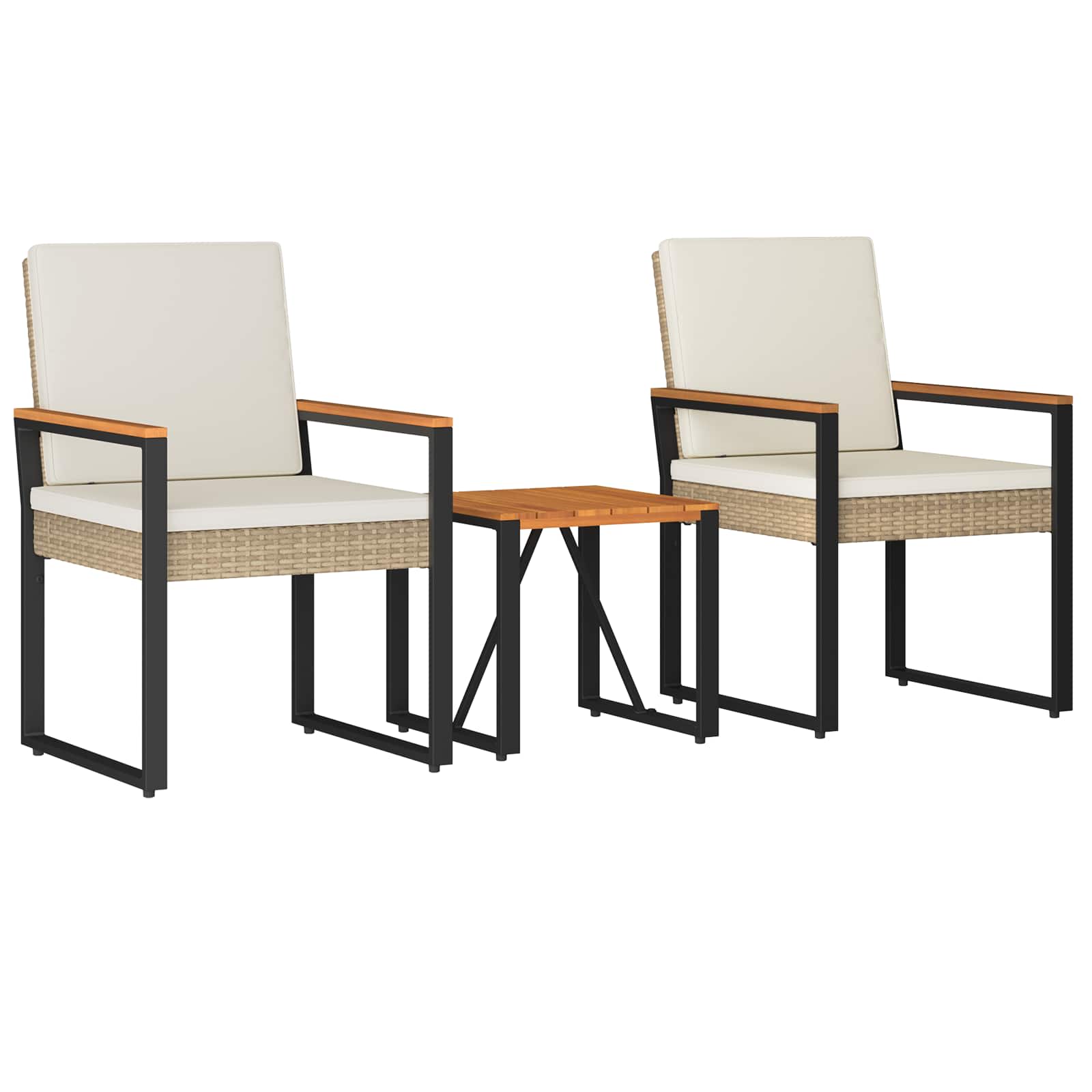 Set Mobili da Esterno 3 pz Beige e Bianco Crema polyrattan