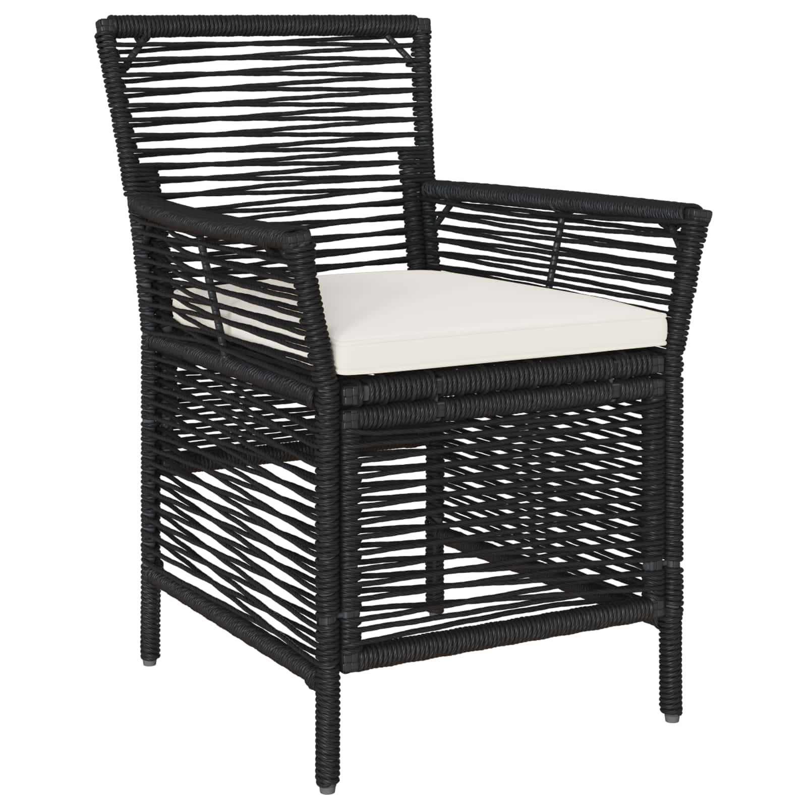 Sedia da esterno 2 pz Nero e Crema polyrattan