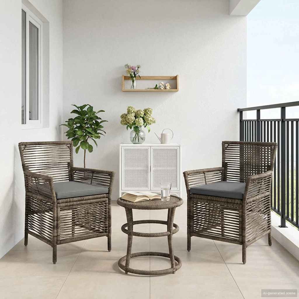 Sedia da esterno 2 pz Grigio e Grigio Scuro polyrattan