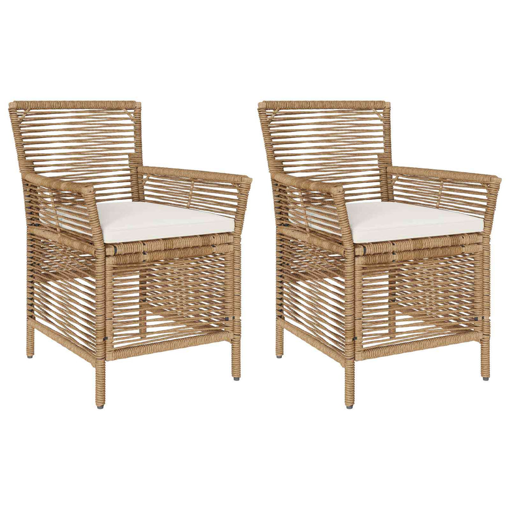 Sedia da esterno 2 pz Beige e Crema polyrattan