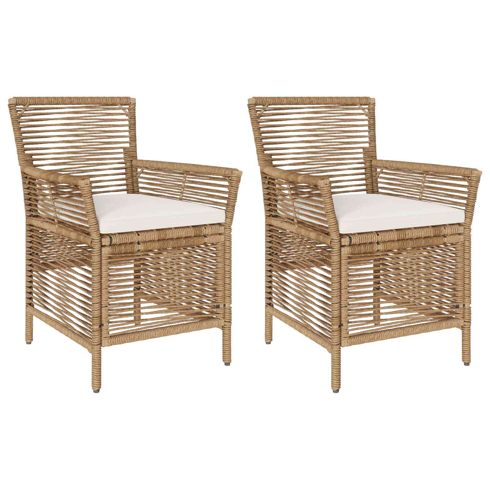 Sedia da esterno 2 pz Beige e Crema polyrattan