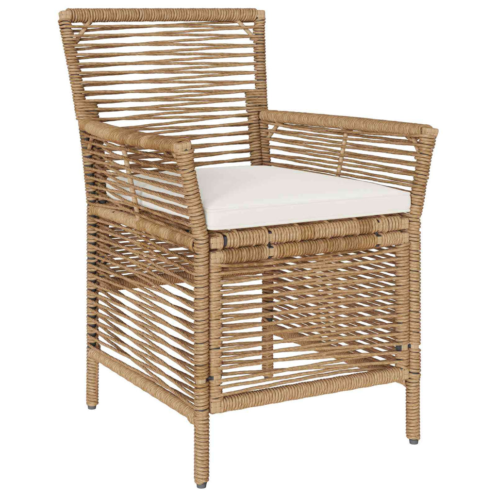 Sedia da esterno 2 pz Beige e Crema polyrattan
