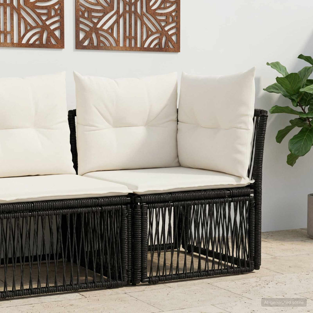 Unità divano angolare Nero polyrattan