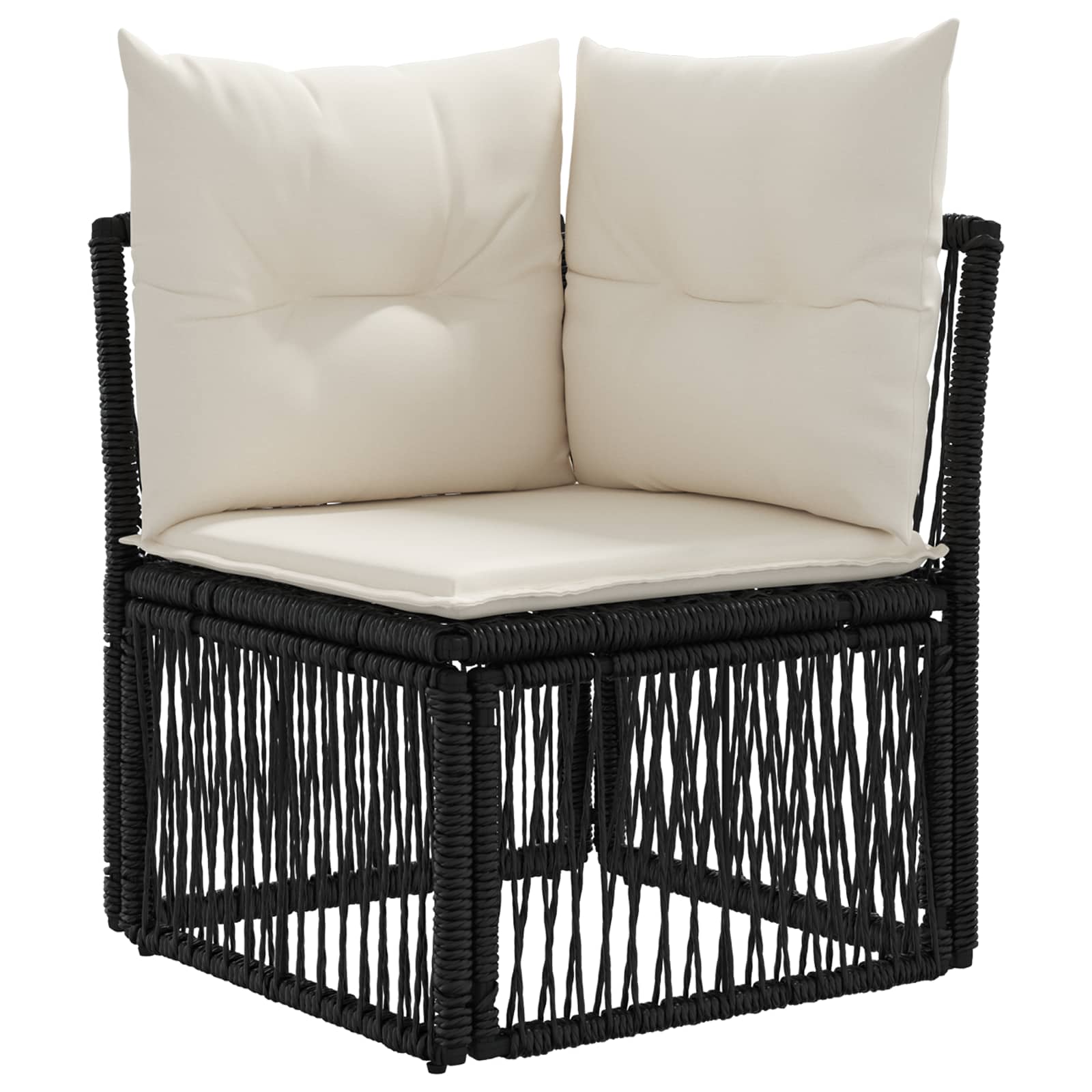 Unità divano angolare Nero polyrattan