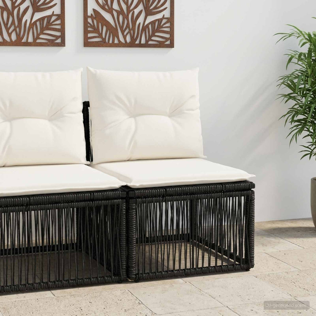 Unità divano senza braccioli Nero polyrattan