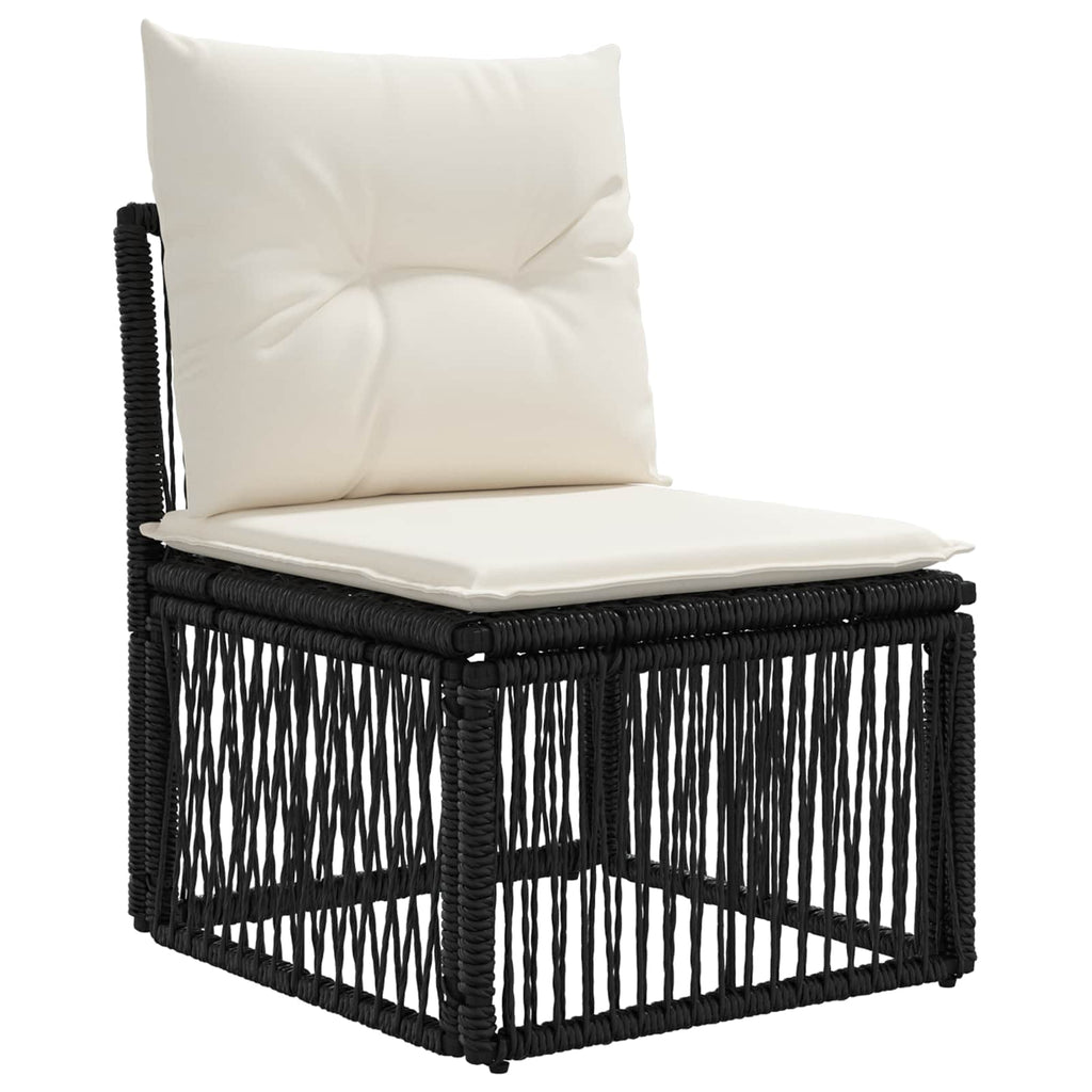 Unità divano senza braccioli Nero polyrattan