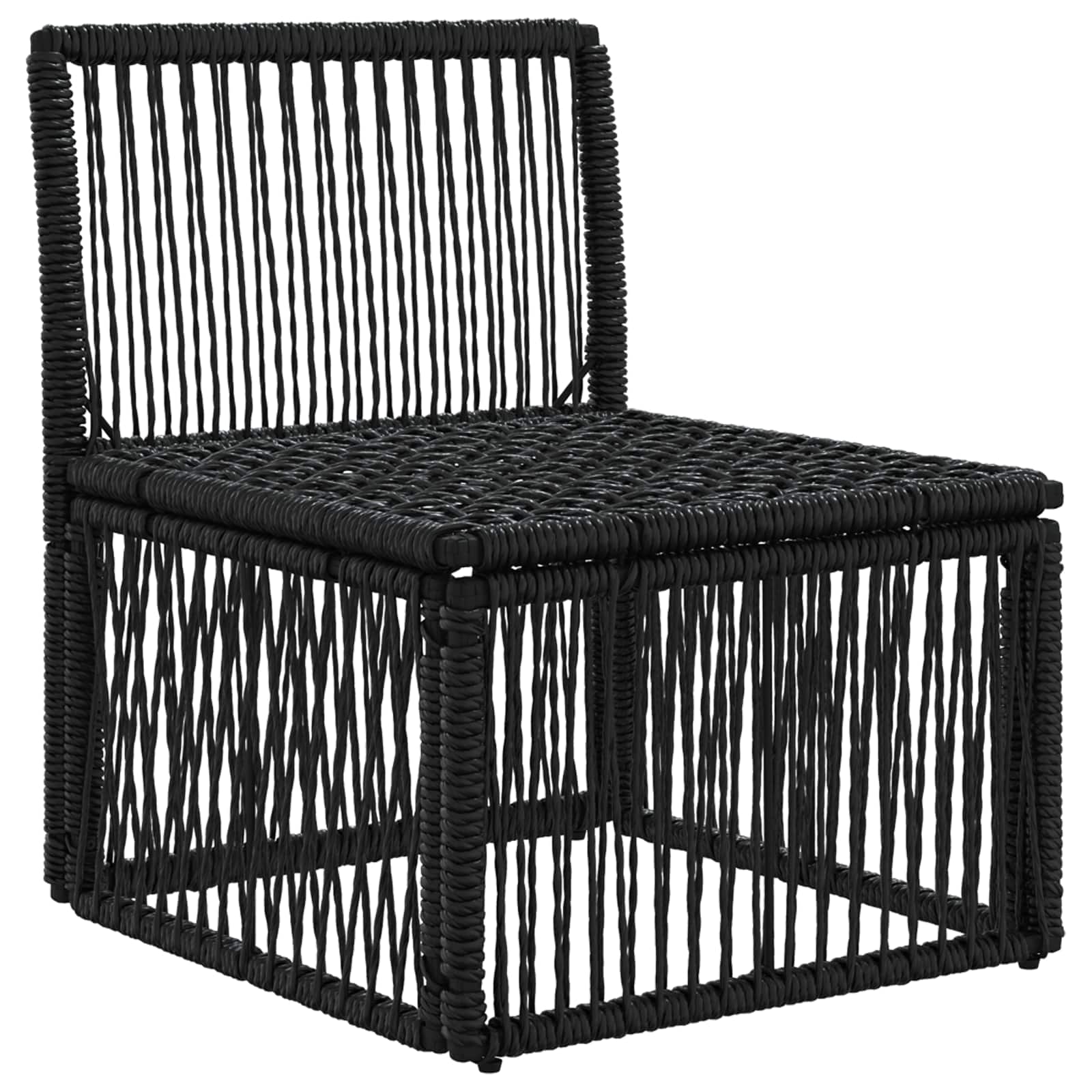 Unità divano senza braccioli Nero polyrattan