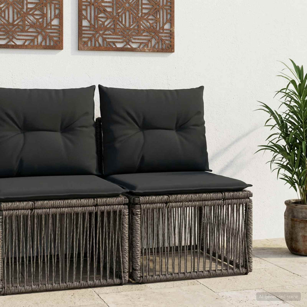 Unità divano senza braccioli Grigio polyrattan