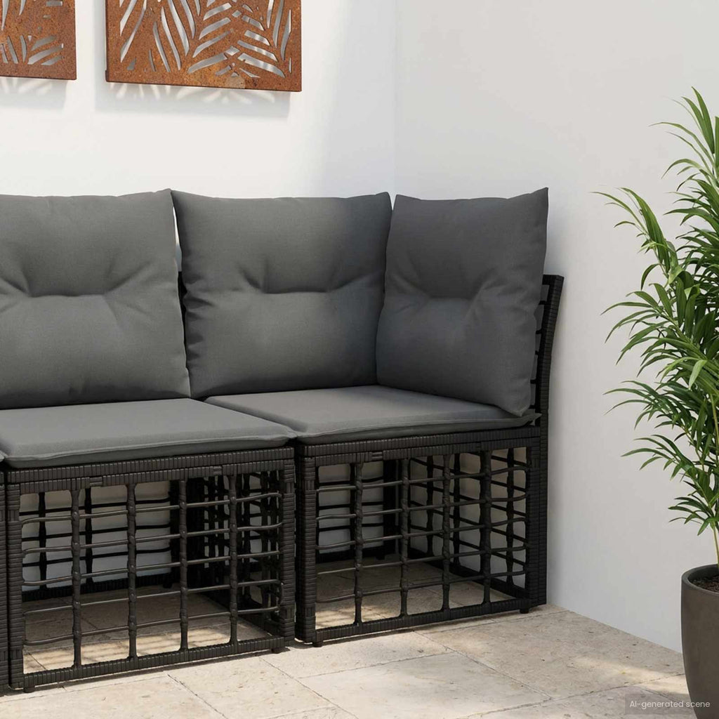 Modulo Divano Angolare da Esterno Nero polyrattan