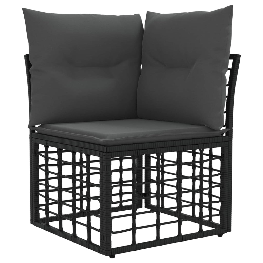 Modulo Divano Angolare da Esterno Nero polyrattan