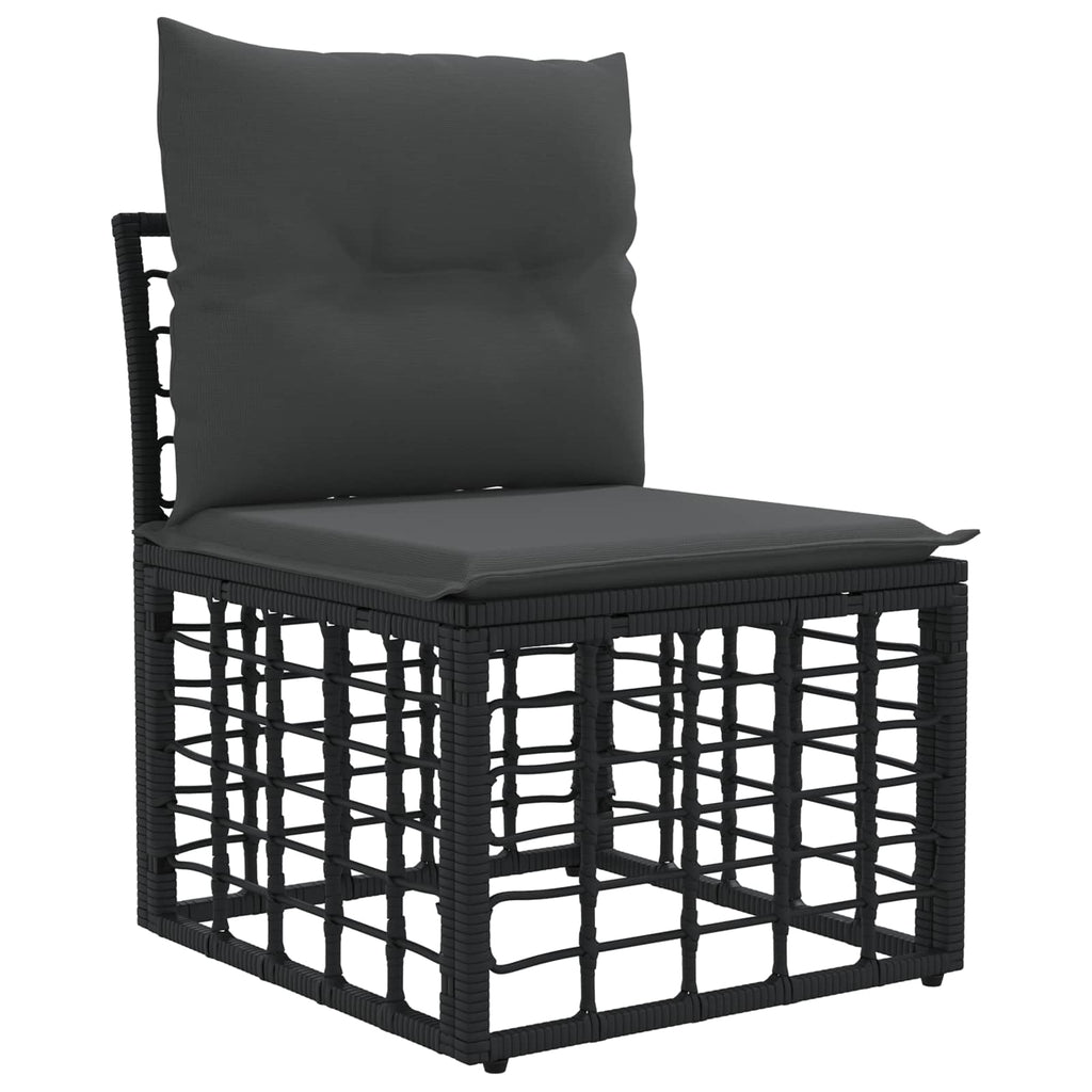 Modulo Divano da Esterno Senza Braccioli Nero polyrattan
