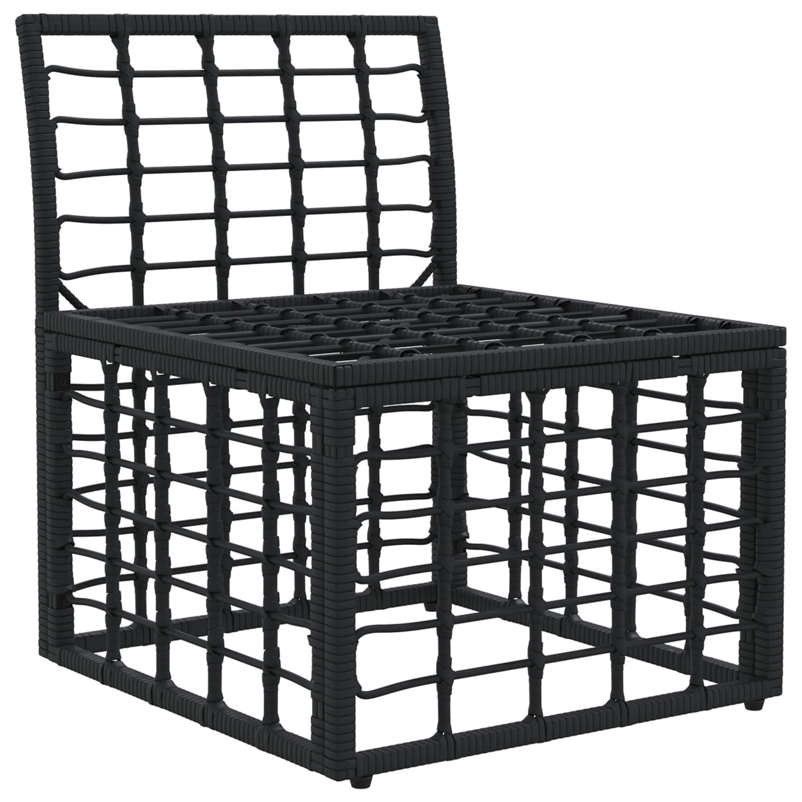 Modulo Divano da Esterno Senza Braccioli Nero polyrattan