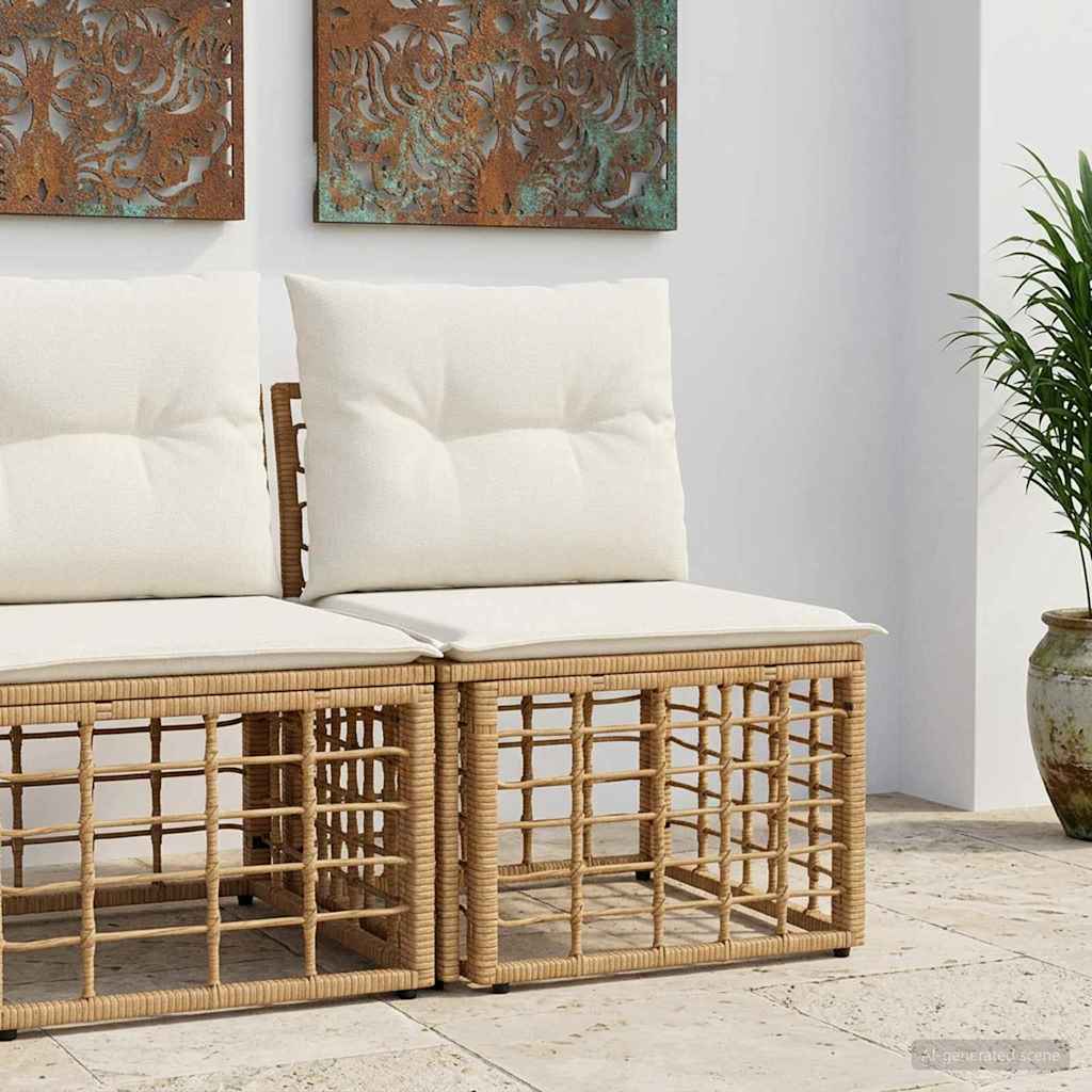 Modulo Divano da Esterno Senza Braccioli Naturale polyrattan
