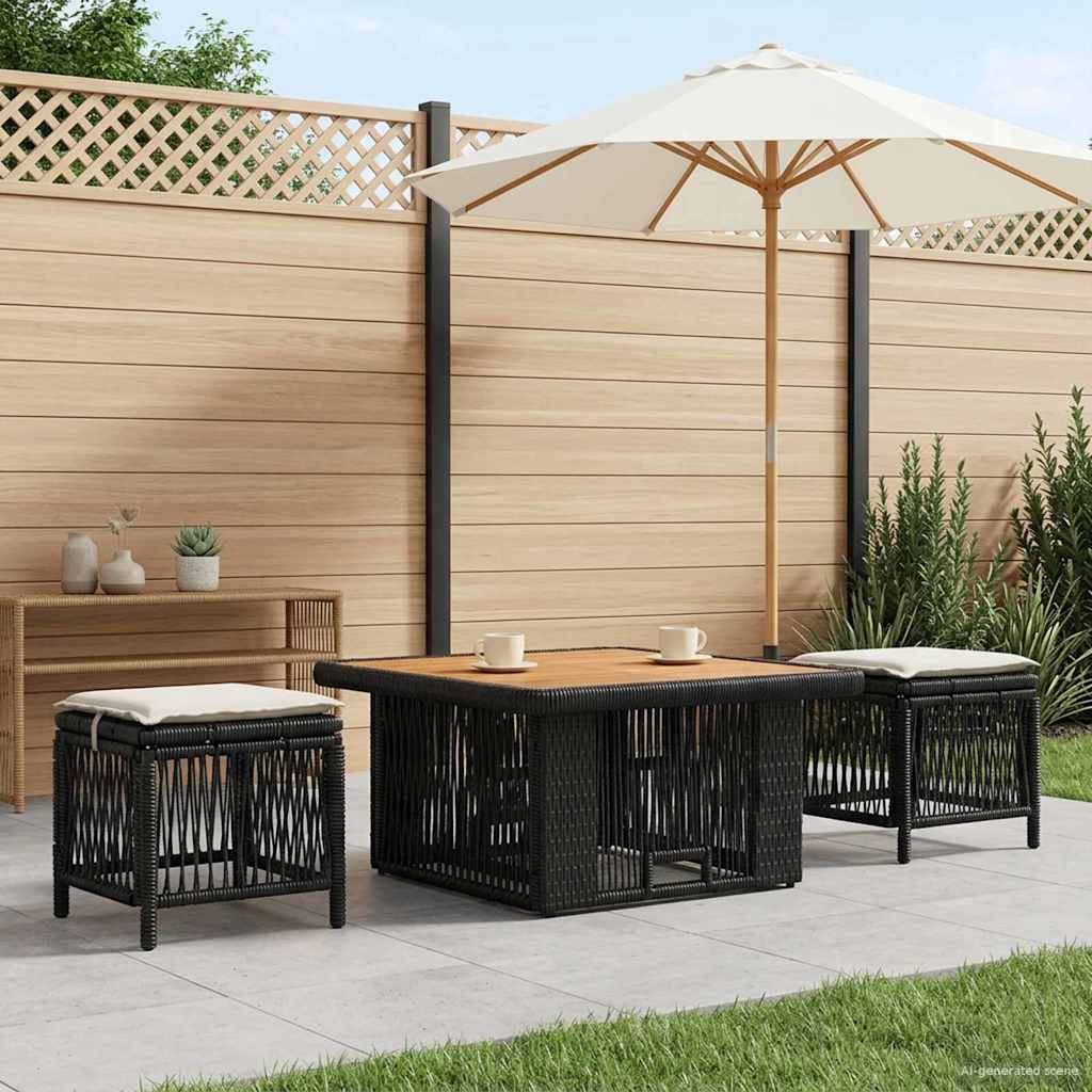 Set da Pranzo per Giardino 3 pz Beige e Crema polyrattan