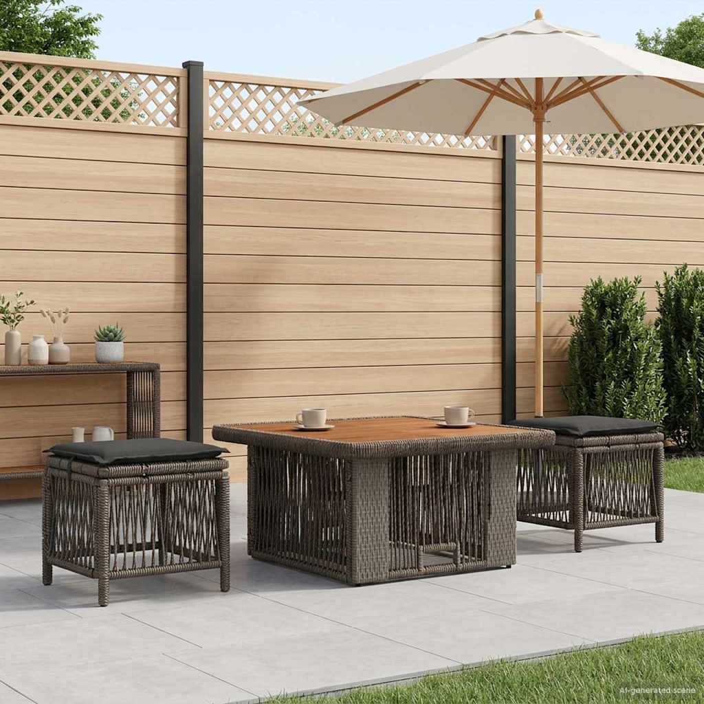 Set da Pranzo per Giardino 3 pz Grigio e Grigio Scuro