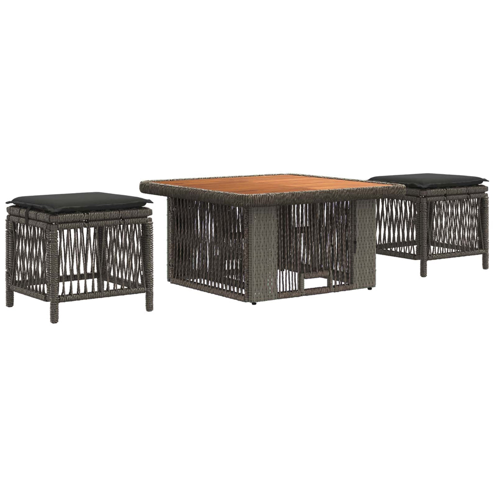 Set da Pranzo per Giardino 3 pz Grigio e Grigio Scuro