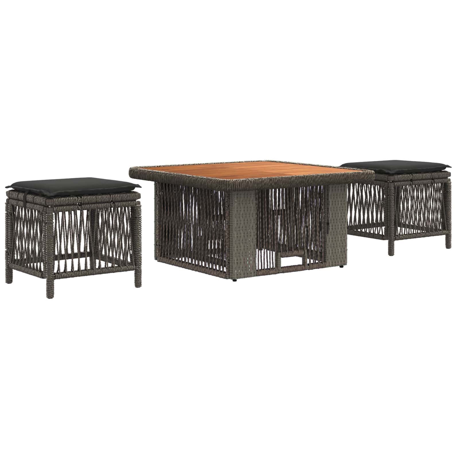 Set da Pranzo per Giardino 3 pz Grigio e Grigio Scuro