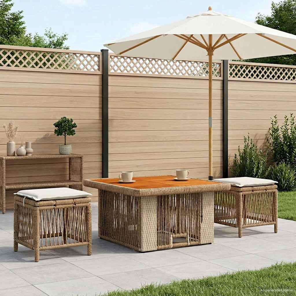 Set da Pranzo per Giardino 3 pz Beige e Crema polyrattan