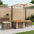 Set da Pranzo per Giardino 3 pz Beige e Crema polyrattan