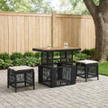 Set da Pranzo per Giardino 3 pz Nero e Crema polyrattan