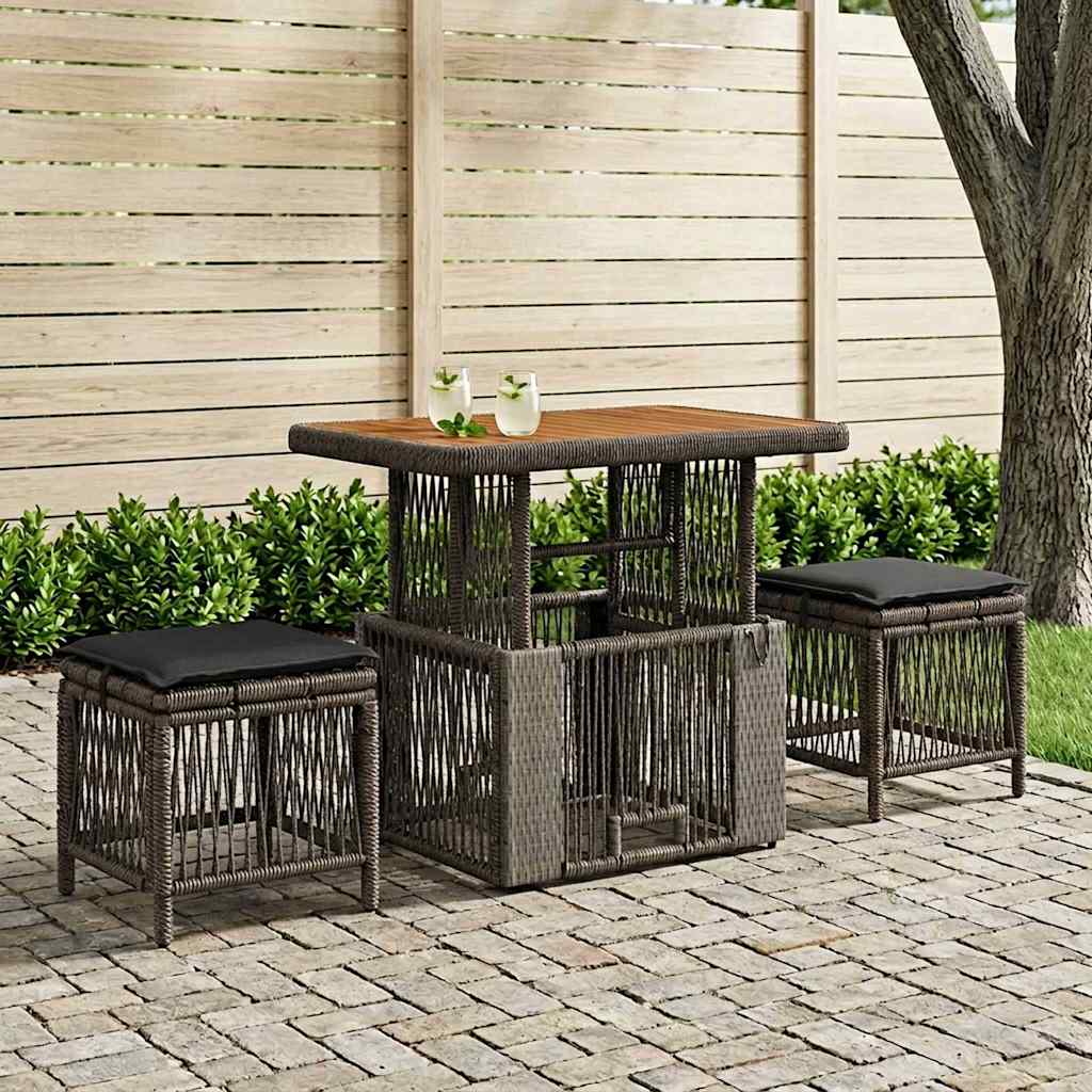 Set da Pranzo per Giardino 3 pz Grigio e Grigio Scuro