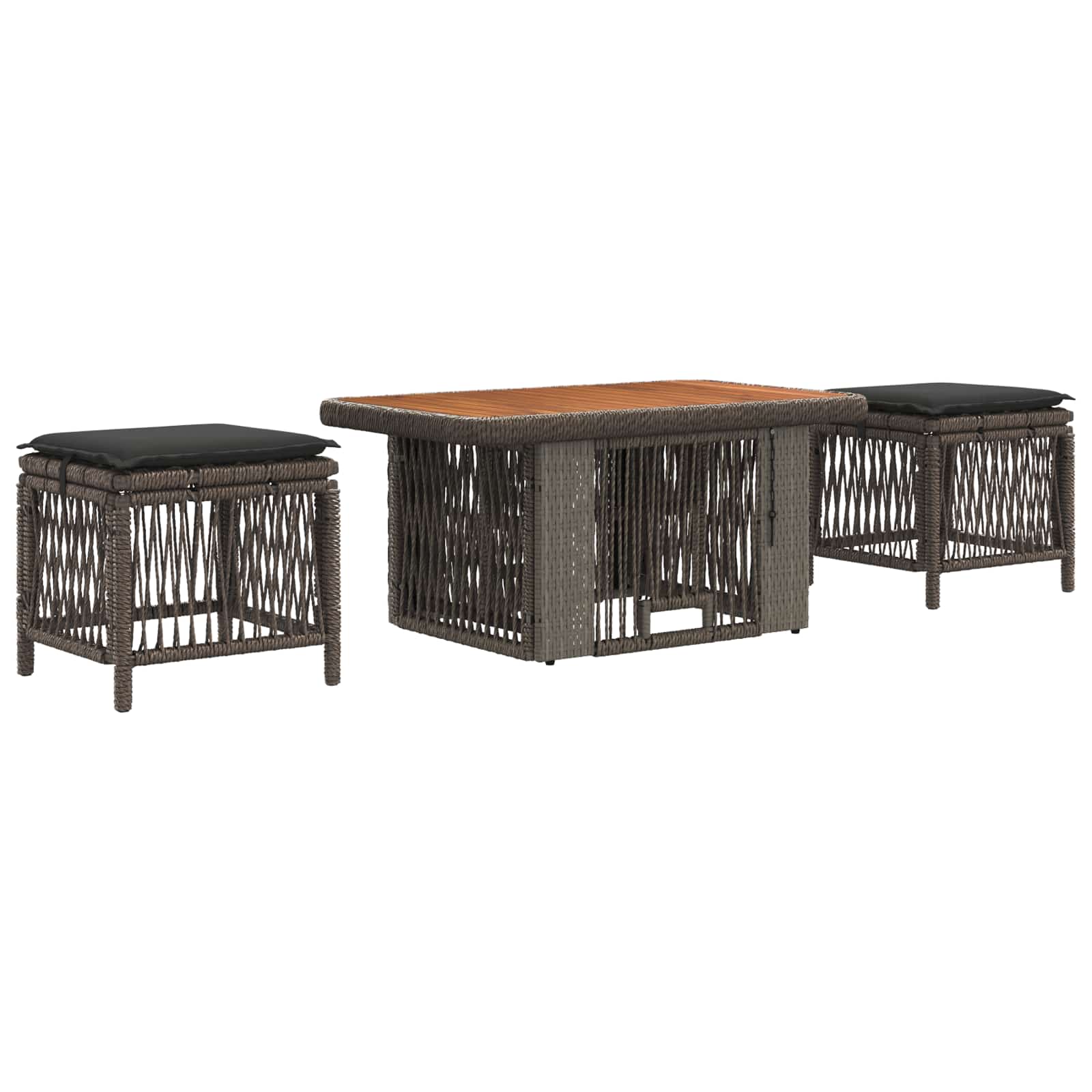 Set da Pranzo per Giardino 3 pz Grigio e Grigio Scuro